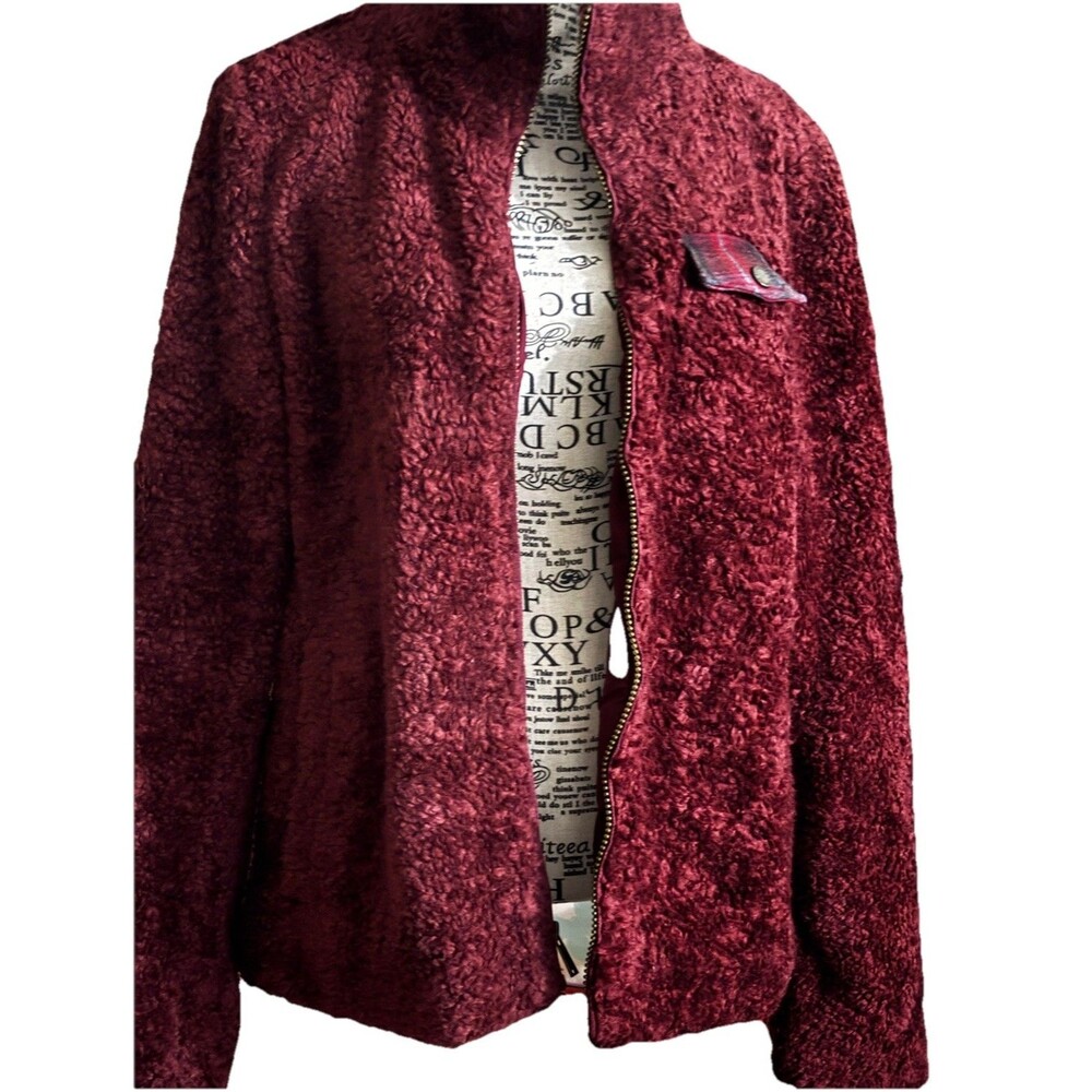 Pendleton River Rock Sherpa Mens Medium Full Zip Fleece Jacket Outdoor Burgundy